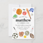 Budget Alle Star Sports Balls Team Kind Boy Verjaa Notitiekaartje (Voorkant)