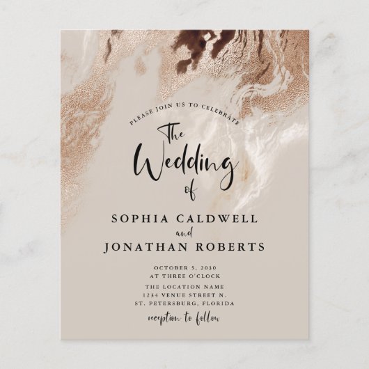 Budget allemaal in één Abstracte marmer Wedding In (Voorkant)
