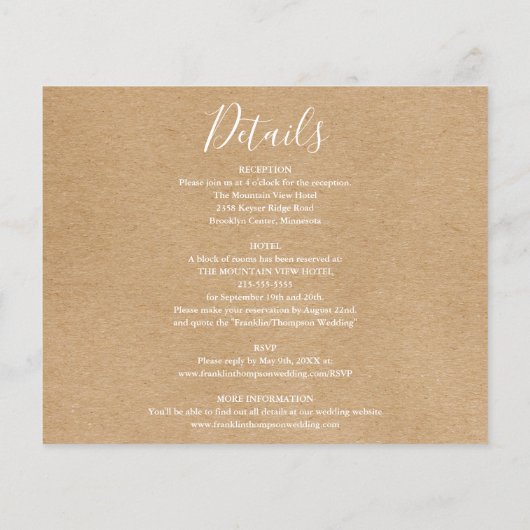 Budget allemaal in één roestelijke uitnodiging voo (Achterkant)