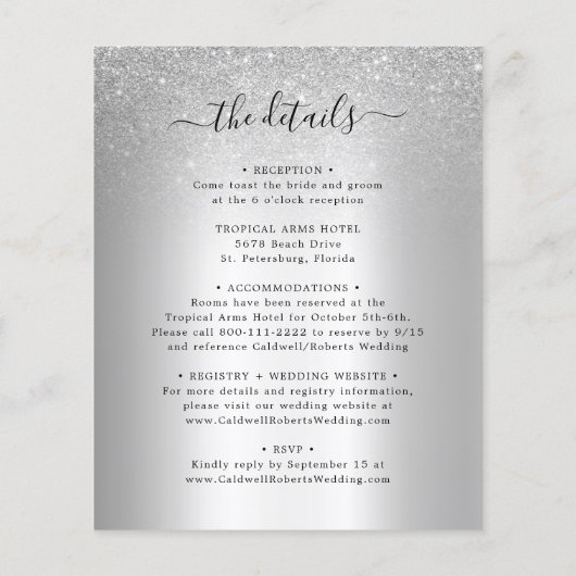 Budget allemaal in één zilveren en blauwe bruiloft (Achterkant)