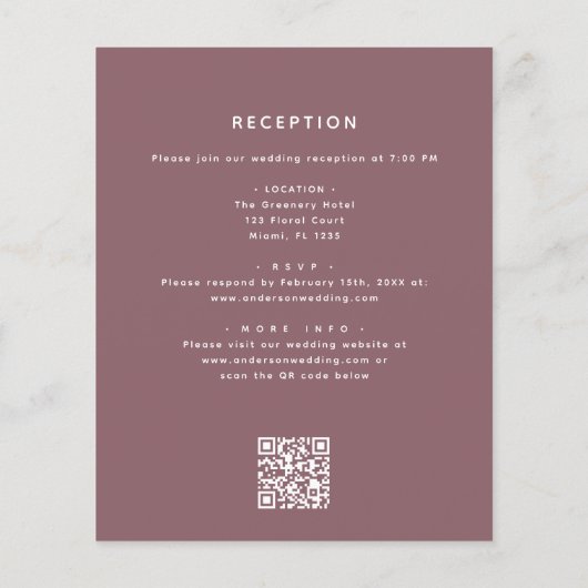 Budget Alles in één Bourgogne Bloemen QR Code Brui (Achterkant)