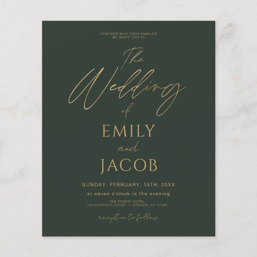 Budget Alles in een Groen Goud Bruiloft QR Code (Voorkant)