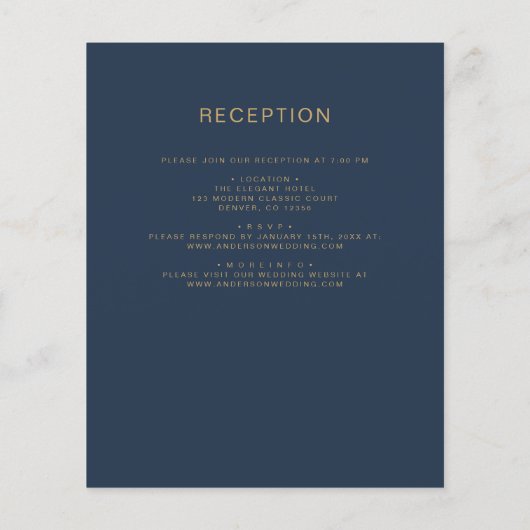 Budget Alles in een Navy Blue Gold Wedding Script (Achterkant)