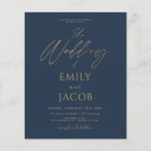 Budget Alles in een Navy Blue Gold Wedding Script (Voorkant)
