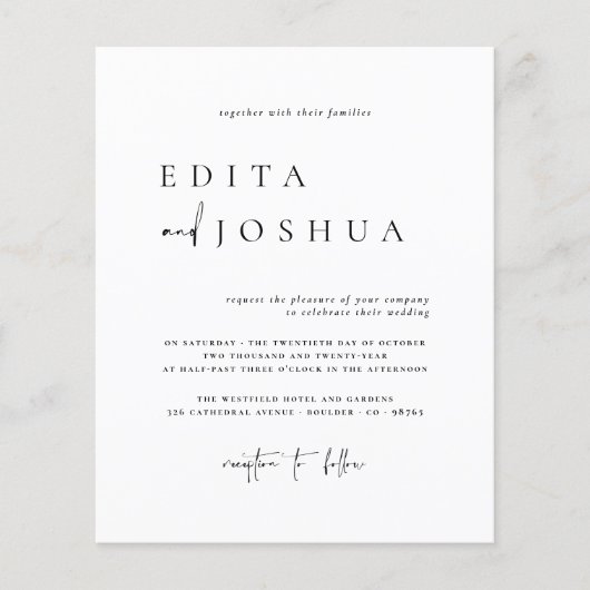 Budget alles in één QR code wit één foto bruiloft (Voorkant)