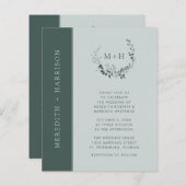 Budget Alles In Een Sage Emerald Huwelijksuitnodig (Voorkant / Achterkant)
