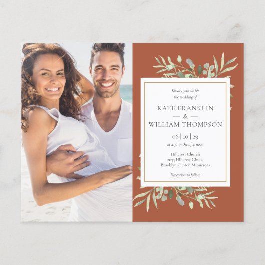 Budget Alles In Eén Terracotta Foto Bruiloft (Voorkant)