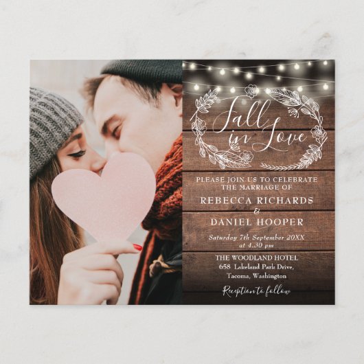 Budget Alles In Één Uitnodiging Voor Herfst Bruilo (Voorkant)