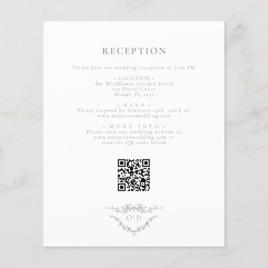 Budget alles in één Victoriaans QR-code Groene bru Flyer (Achterkant)