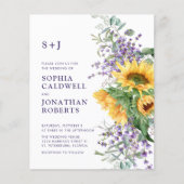 Budget Alles in Een Zonnebloem Lavendel Huwelijk Flyer (Voorkant)