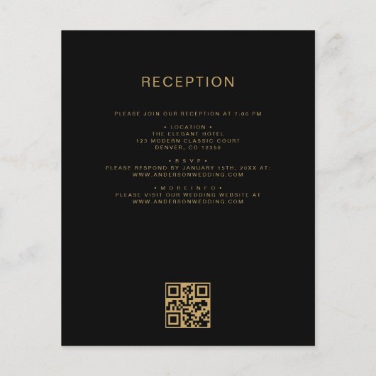 Budget Alles in een zwart gouden bruiloft QR-code (Achterkant)