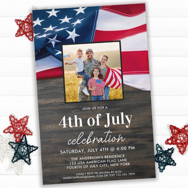 Budget American Flag Foto 4th of Juli Party uitnod (Creator heeft geüpload)