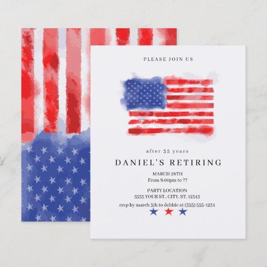 Budget American Flag Retirement Uitnodigingen (Voorkant / Achterkant)