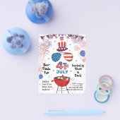 BUDGET Amerikaanse vlag 4e JULI BBQ Party nodigt u Flyer (Enkel)