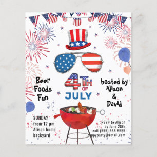 BUDGET Amerikaanse vlag 4e JULI BBQ Party nodigt u Flyer