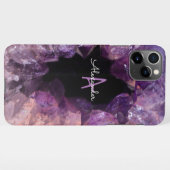 Budget Amethyst Crystal Agate Monogrammed Pink iPhone Hoesje (Achterkant horizontaal)