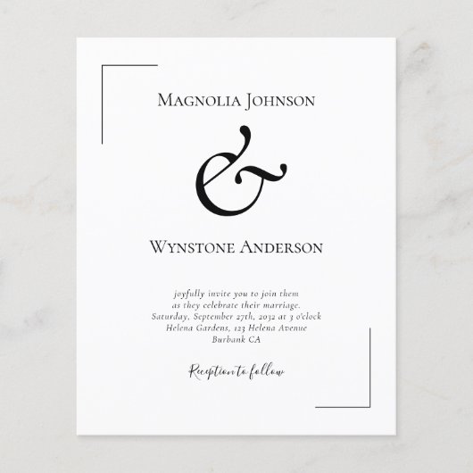 Budget Ampersand Wedding Flyer (Voorkant)