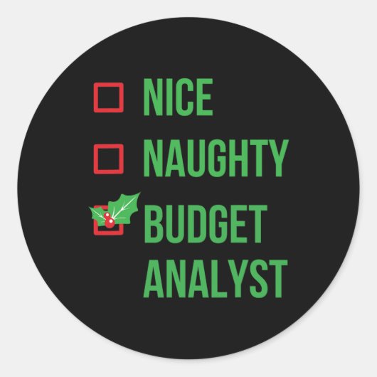 Budget Analyst Funny Pajama kerstcadeau Ronde Sticker (Voorkant)