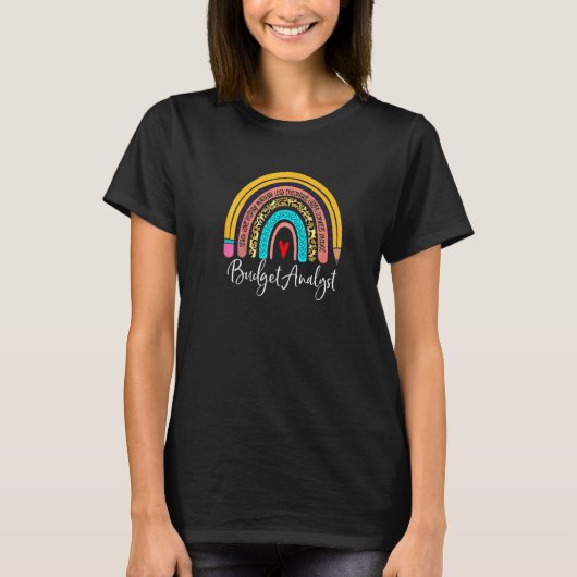 Budget Analyst Leopard Rainbow Accounting Back To  T-shirt (Voorkant)
