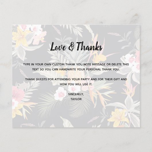 Budget ananas Tropische Floral Hartelijk dank (Achterkant)