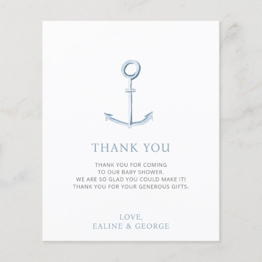 Budget Anchor Nautical Baby shower Dank u (Voorkant)