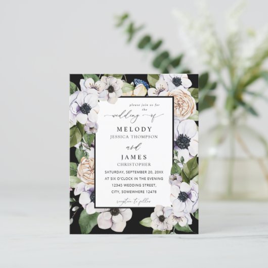 Budget Anemone White Floral Wedding - Black (Staand voorkant)