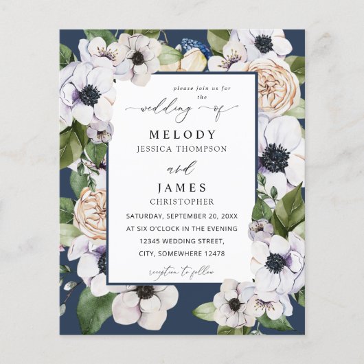 Budget Anemone Witte Bloemige Trouw - Blauw Flyer (Voorkant)