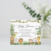 Budget Animal Oerwoud Party Baby shower Uitnodigin (Staand voorkant)