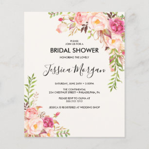 Budget Antiek Roos Bridal Shower Invitation Flyer