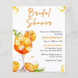 Budget Aperol Spritz Cocktail Bridal Shower Invite Flyer