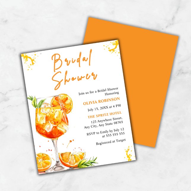 Budget Aperol Spritz Cocktail Vrijgezellenfeest Ui (Budget Aperol Spritz Cocktail Orange Bridal Shower Invitation    )