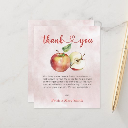 Budget Appel van onze Eye Baby shower Bedankt Card (Voorkant / Achterkant in situ)