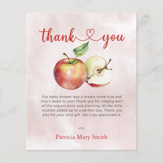 Budget Appel van onze Eye Baby shower Bedankt Card (Voorkant)