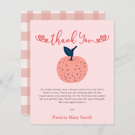 Budget Appel van onze Eye Baby shower Bedankt Card (Voorkant / Achterkant)