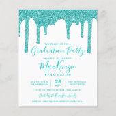 BUDGET Aqua Blauwgroen Glitter Drift Graduparty (Voorkant)