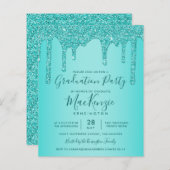 BUDGET Aqua Blauwgroen Glitter Drift Graduparty (Voorkant / Achterkant)