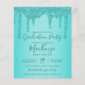 BUDGET Aqua Blauwgroen Glitter Drift Graduparty (Voorkant)