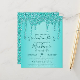 BUDGET Aqua Blauwgroen Glitter Drift Graduparty