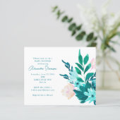 Budget Aqua Blue Floral Baby shower Invitation (Staand voorkant)