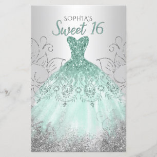 Budget Aqua Dress Sweet 16 Uitnodiging