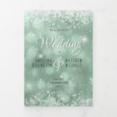 Budget Aqua Glitter Foto Alles in één bruiloft Drieluik Uitnodiging (Cover)
