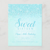 Budget Aqua Glitter, weet 16 Uitnodigingen (Voorkant)