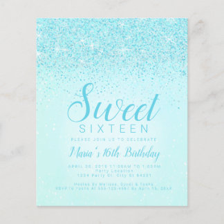 Budget Aqua Glitter, weet 16 Uitnodigingen