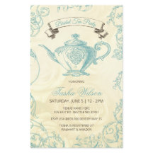 Budget Aqua Ivory Bridal Tea Uitnodiging