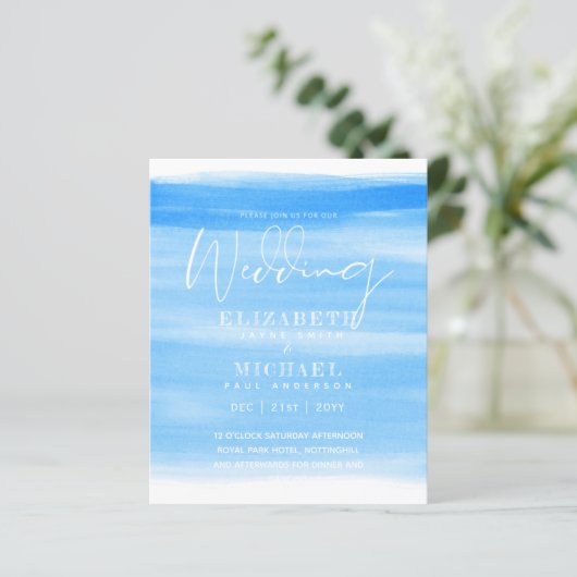 BUDGET Aqua Ocean Wedding Invite Beach Destination (Staand voorkant)