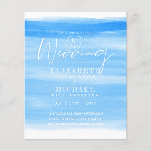 BUDGET Aqua Ocean Wedding Invite Beach Destination (Voorkant)