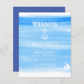 BUDGET Aqua Ocean Wedding Invite Beach Destination (Voorkant / Achterkant)