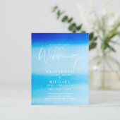 BUDGET Aqua Ocean Wedding Invite Beach Destination (Staand voorkant)