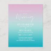 BUDGET Aqua Pink Weddenschap Oceaanstrand uitnodig (Voorkant)