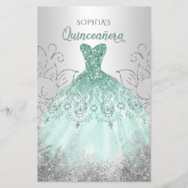 Budget Aqua Sparkle Dress Quinceañera